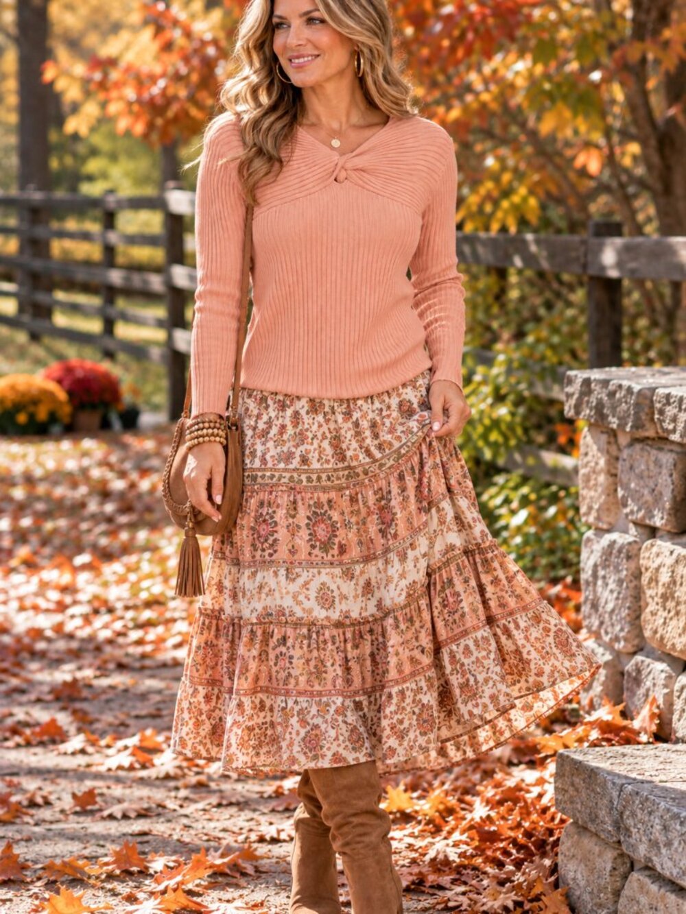 TAHARI ASL Ribbed Sweater Fitted Twisted on Neckline Light Peach NWT XL